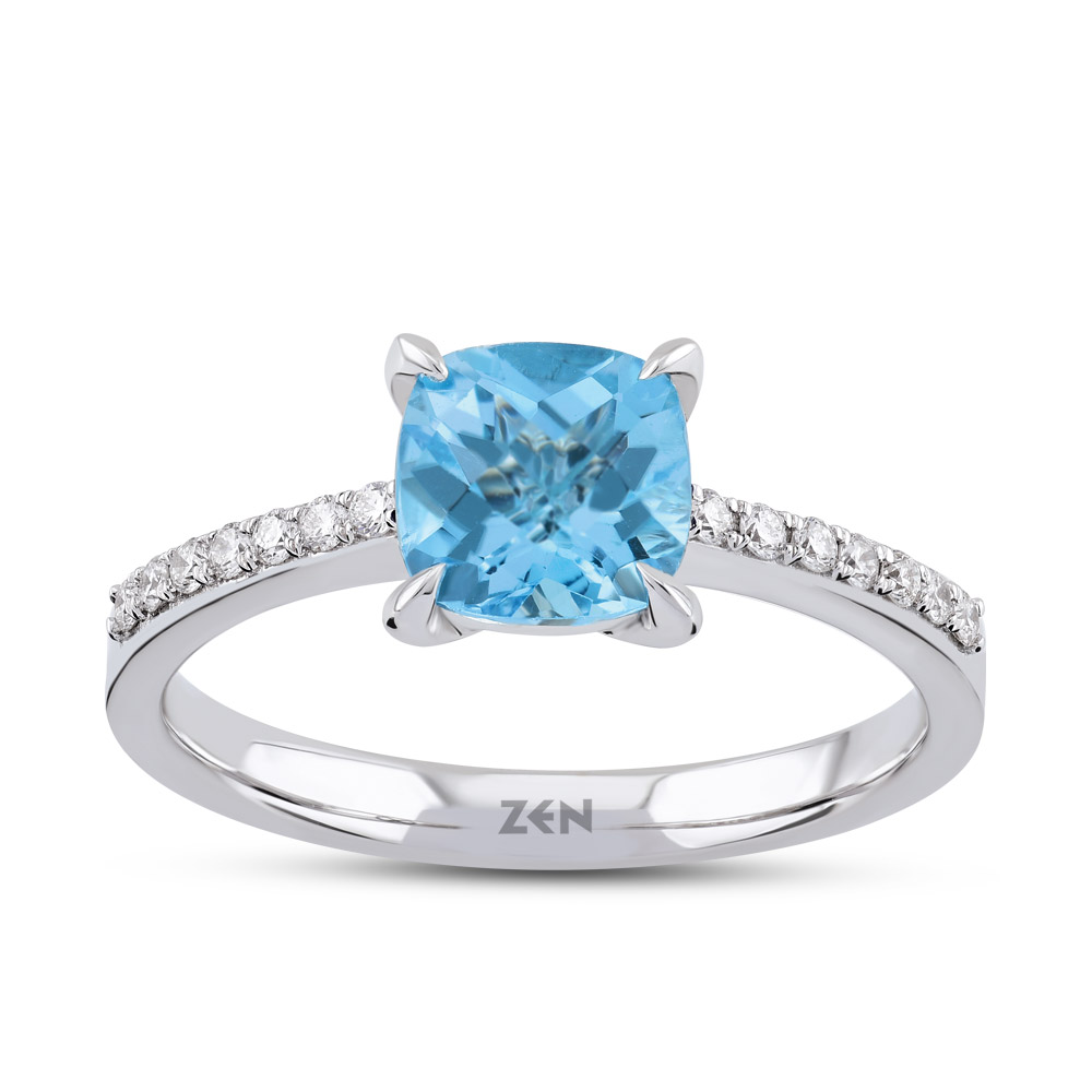 0,11ct Diamond Blue Topaz Ring
